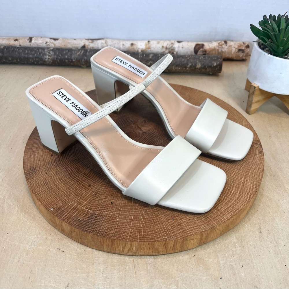Steve Madden | JADEN NATURAL LEATHER Heeled Sandals Size 8